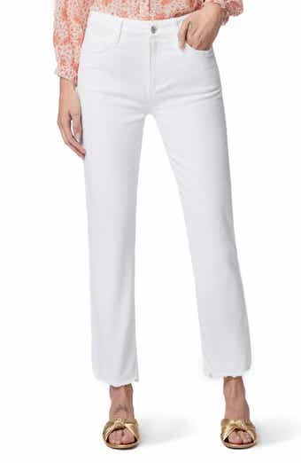 PAIGE Cindy Frayed High Waist Ankle Straight Leg Jeans