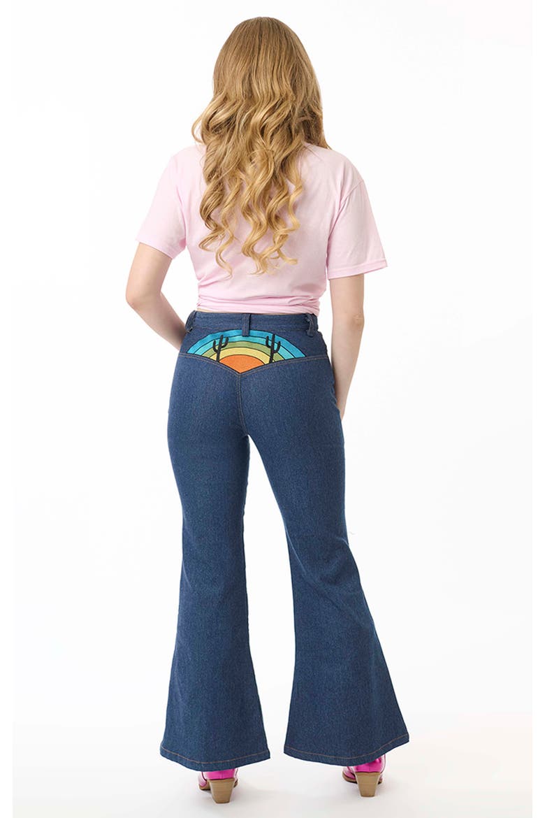 High Rise Flare Jeans, Alternate, color, Blue Denim