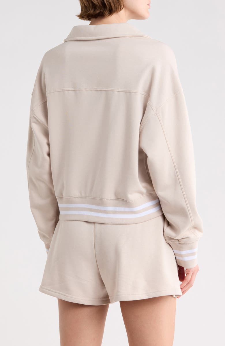 90 DEGREE BY REFLEX Johnny Collar French Terry Sweatshirt, Alternate, color, Mist Sand-White Dove