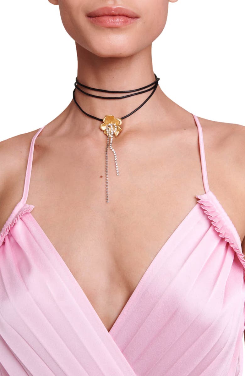 maje Riplital Pleated Cutout Back Dress, Alternate, color, Pink