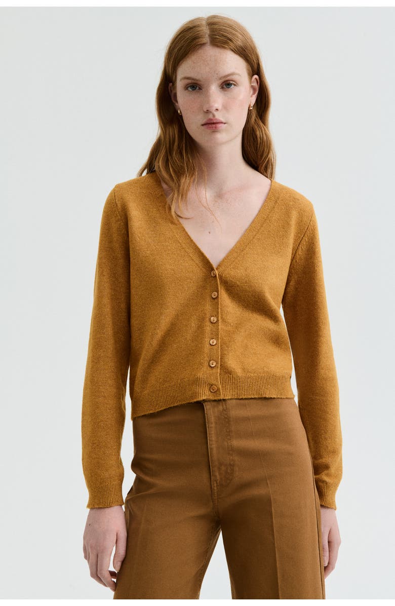 H&M V-neck Cardigan, Alternate, color, Dark Mustard Yellow