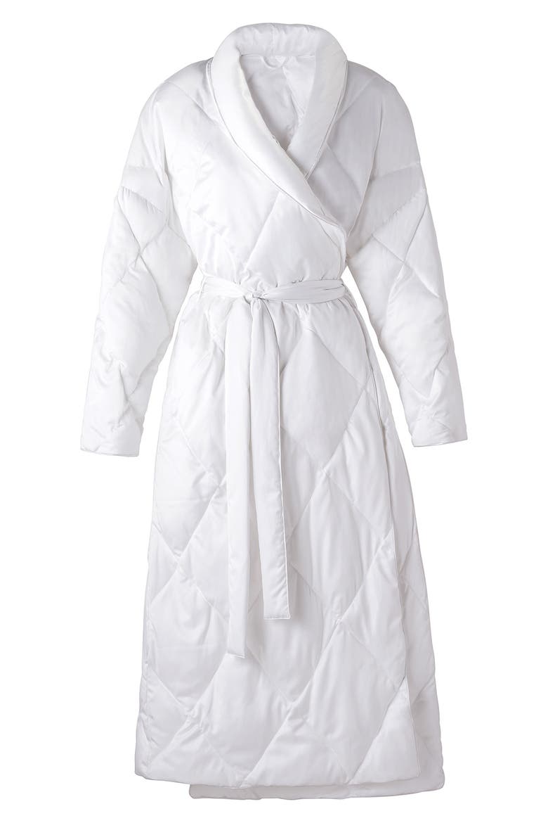 Satin Diamond Quilted Robe, Main, color, WHITE