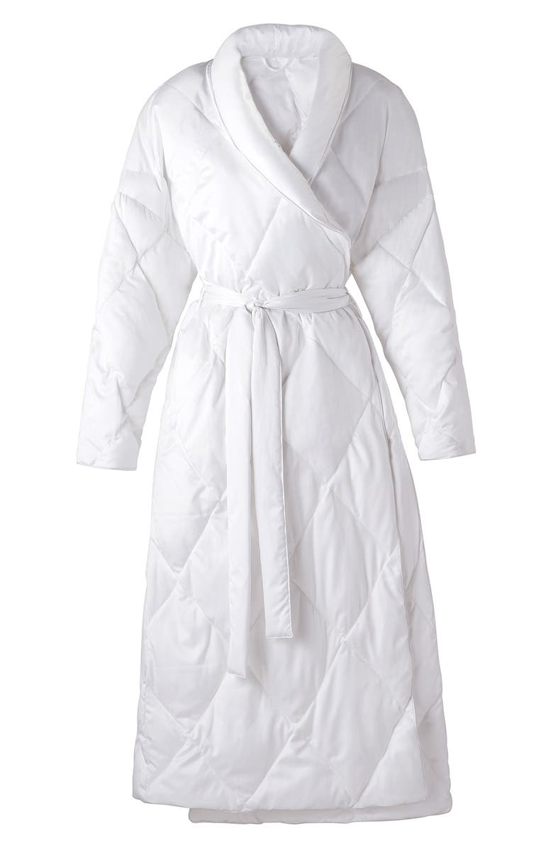 Allied Home Satin Diamond Quilted Robe, Main, color, White