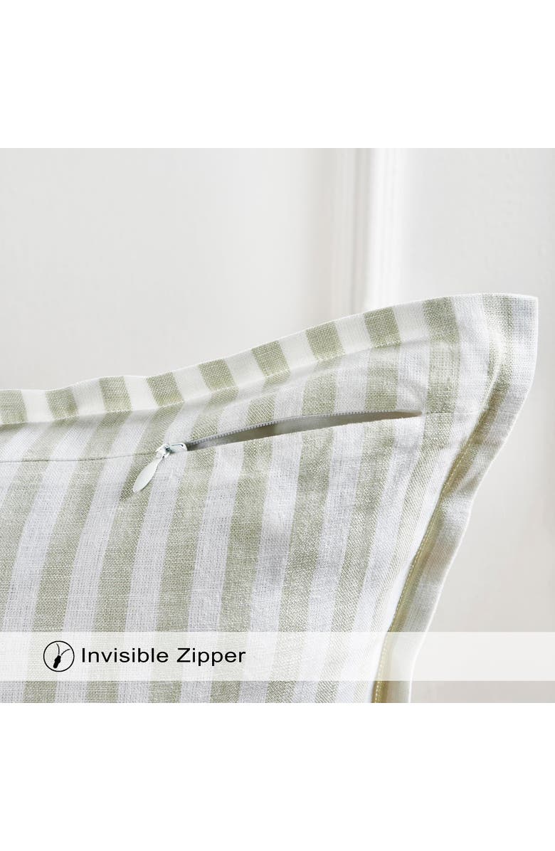 Solino Home Linen Pillow Cover - Santa Barbara, Alternate, color, Sage And White