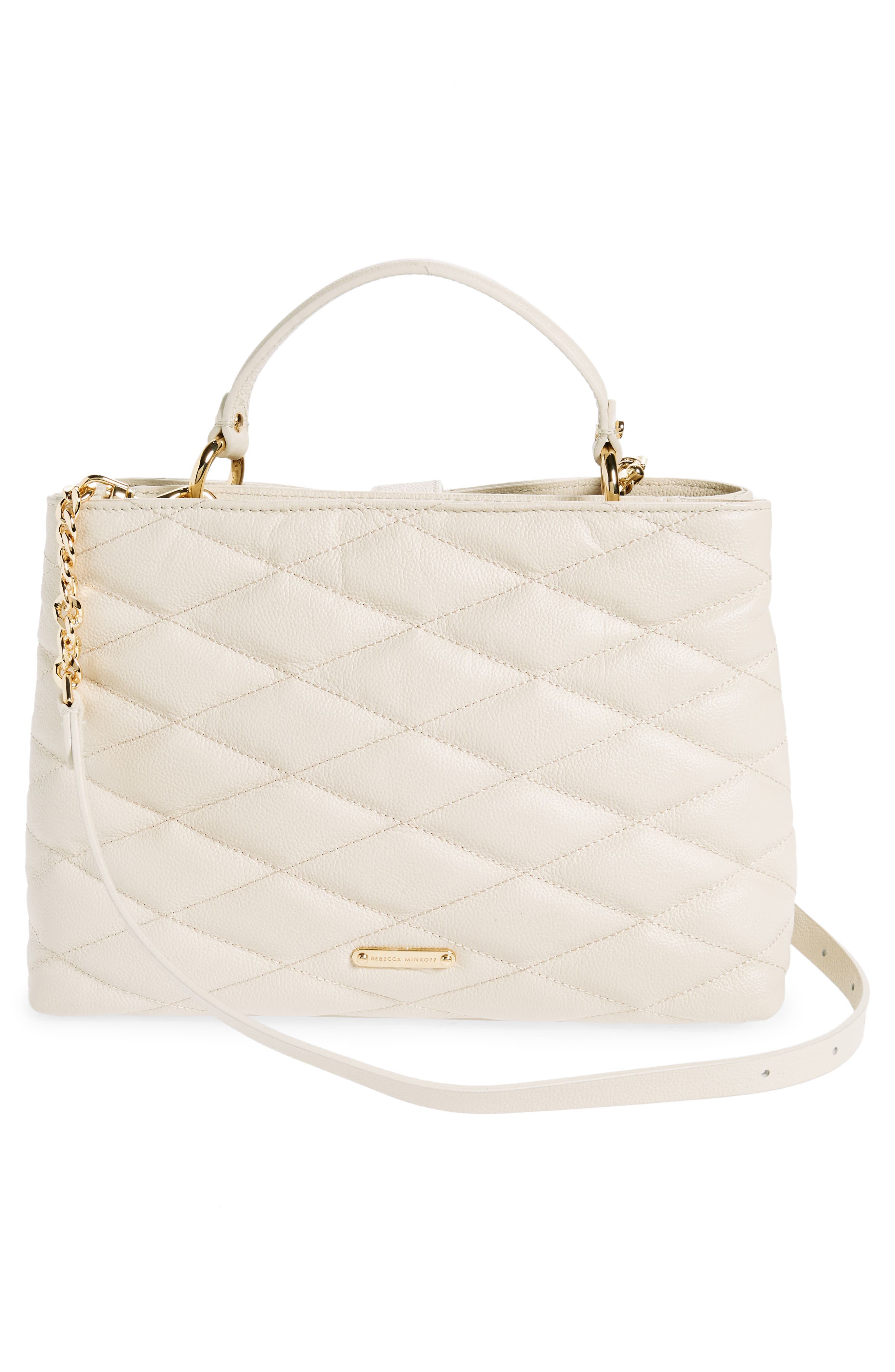 Rebecca Minkoff Edie Quilted Leather Top Handle Satchel, Alternate, color, 