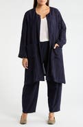 Eileen Fisher Longline Open Front Crinkle Jacket
