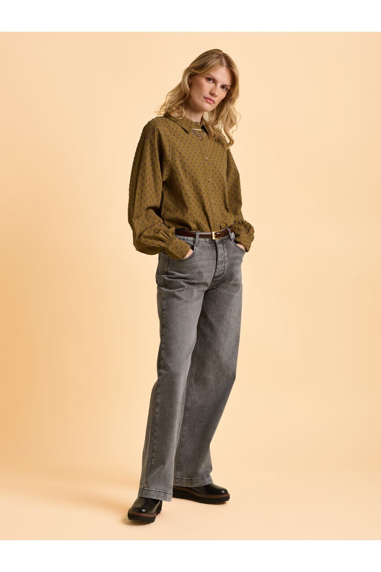Julia Balloon Sleeve Loose Fit Shirt, Alternate, color, Khaki