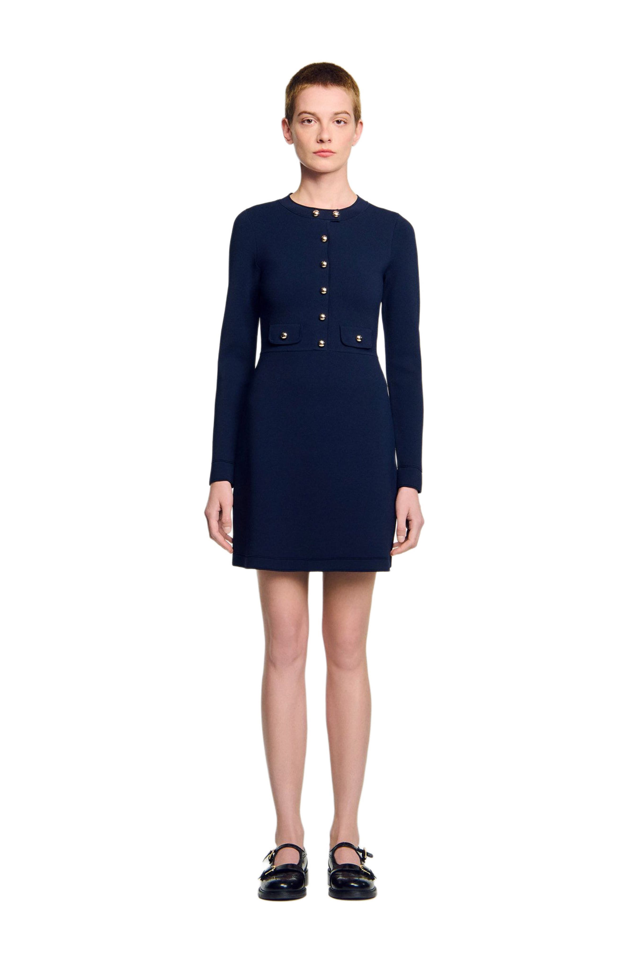 Mini button-up knit dress