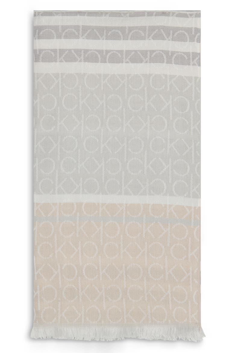 Colorblock Logo Scarf, Alternate, color, LATTE