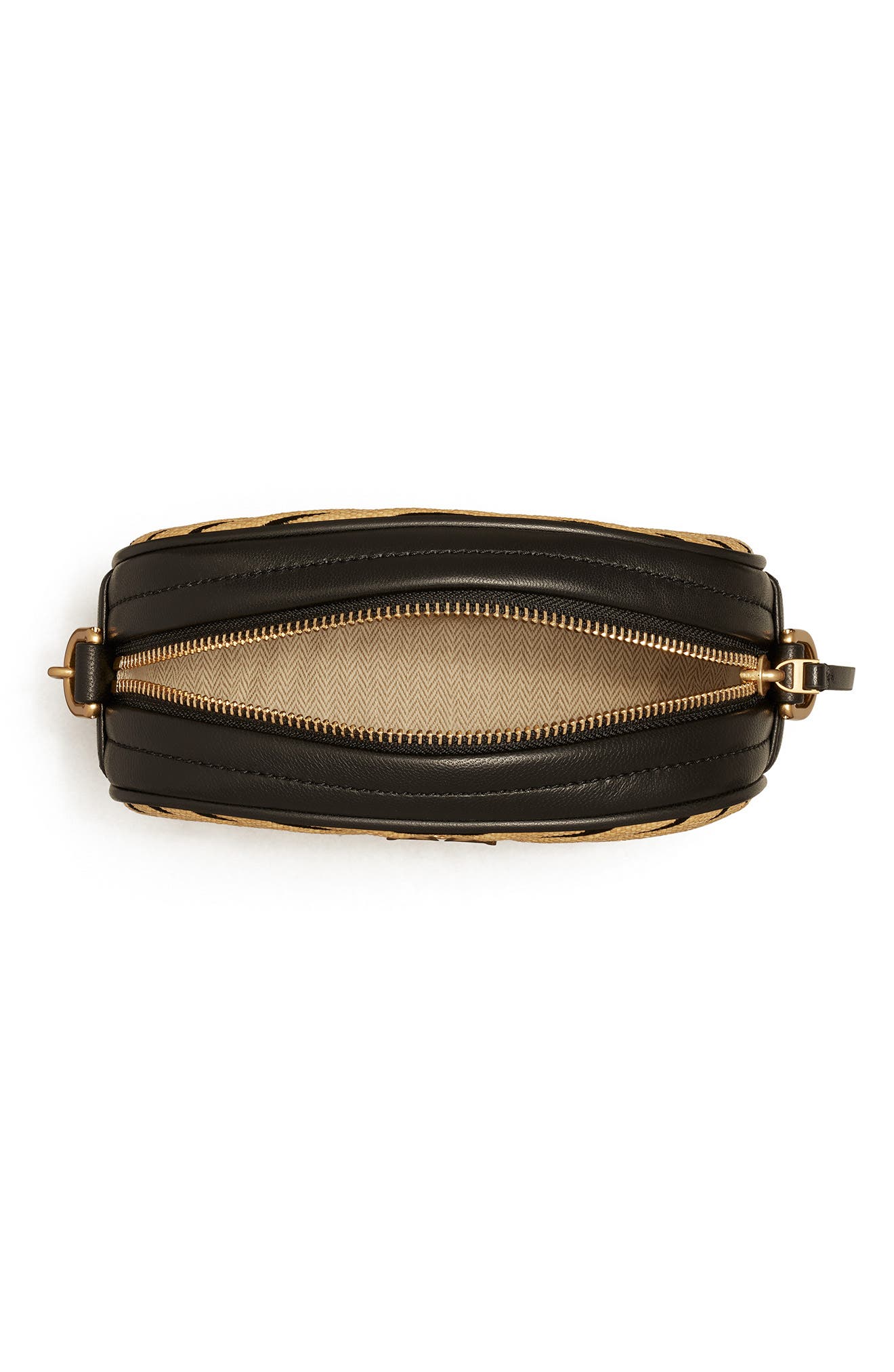 Tory Burch Kira Chevron Small Straw Crossbody Bag, Alternate, color, 