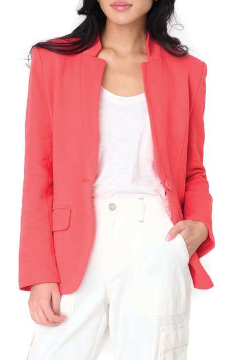 Inverted Notch Collar Cotton Blend Knit Blazer (Regular & Petite)