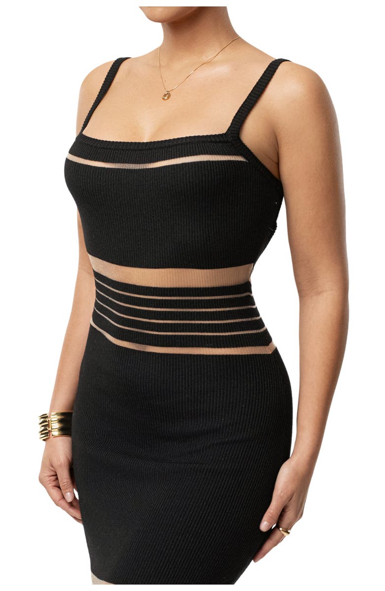 JLUXLABEL Striped Rib Knit Dress, Alternate, color, Black