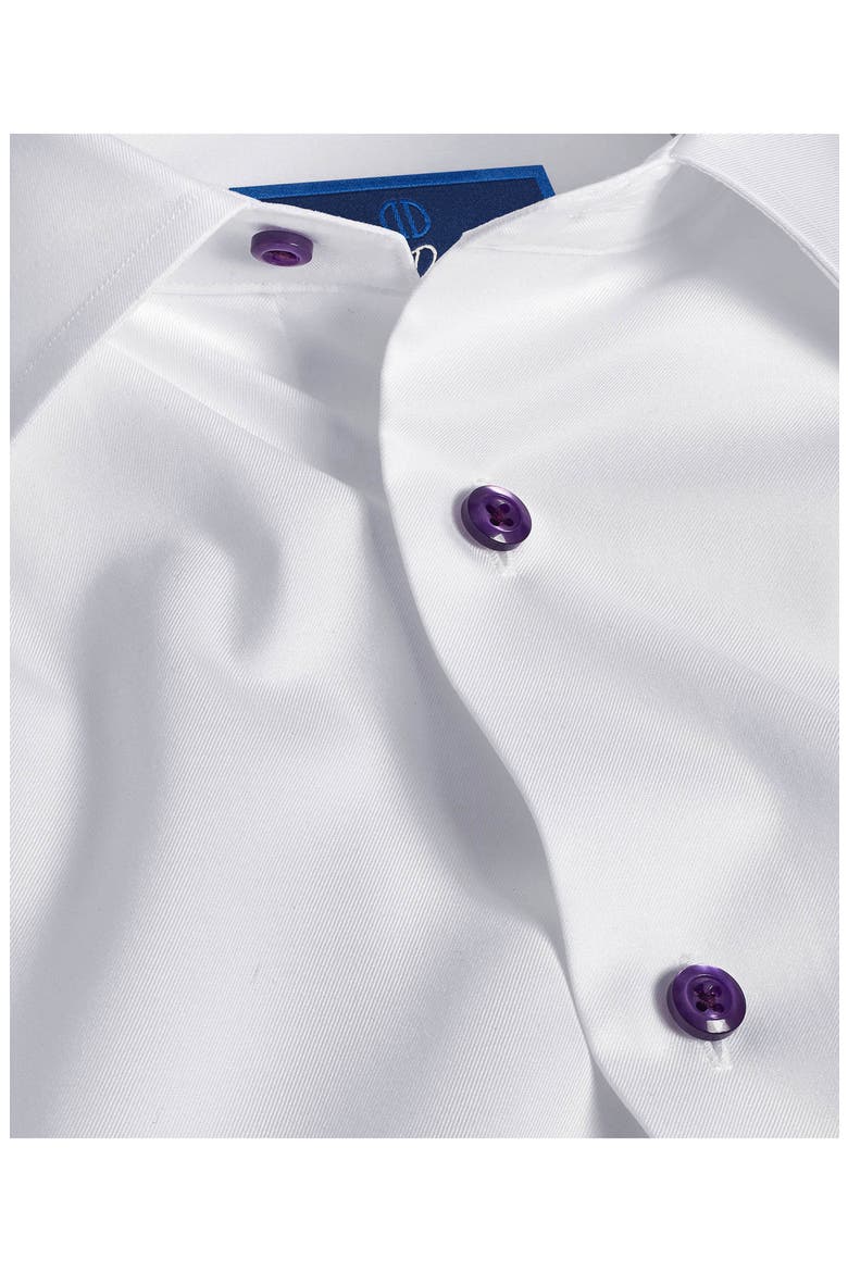 Trim Fit Superfine Twill Dress Shirt, Alternate, color, WHITE