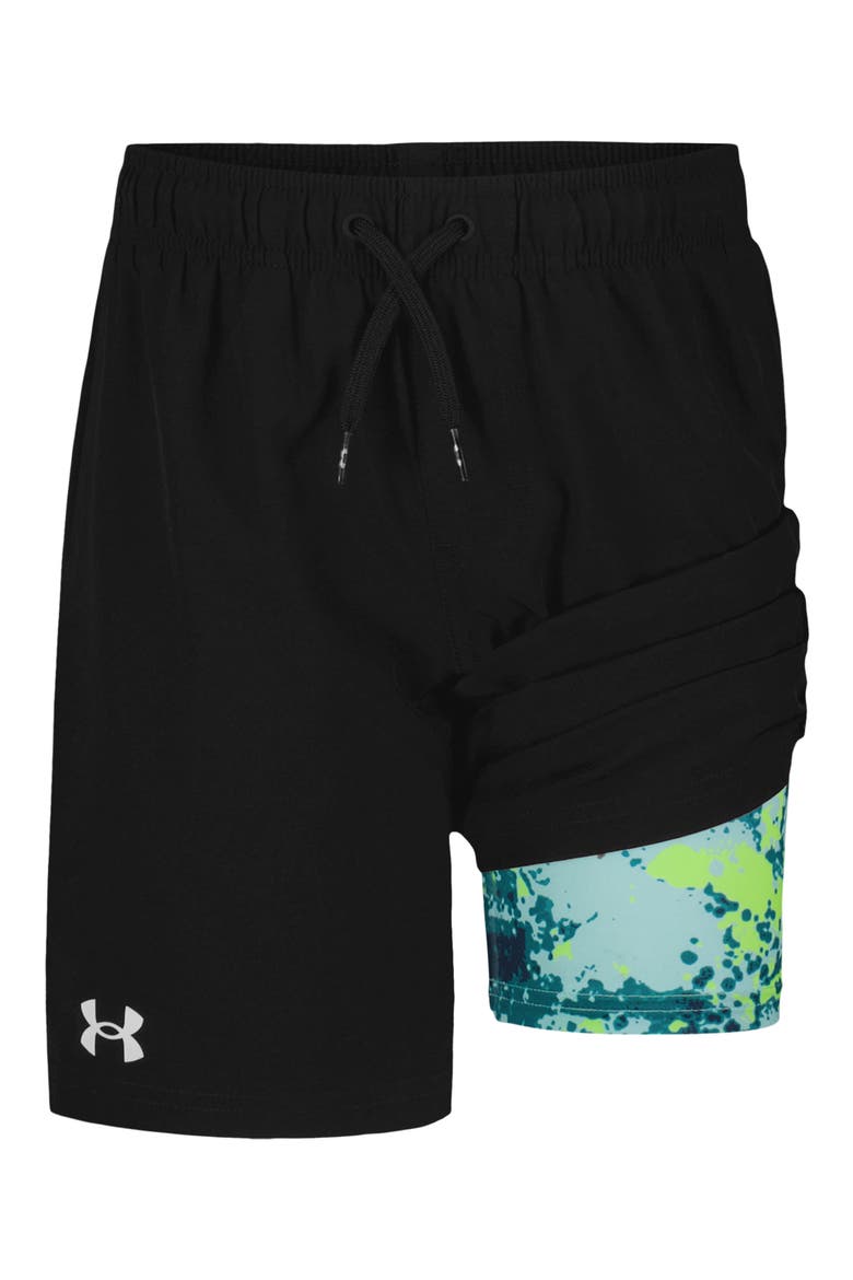 Kids' Compression Volley Swim Trunks, Alternate, color, BLACK