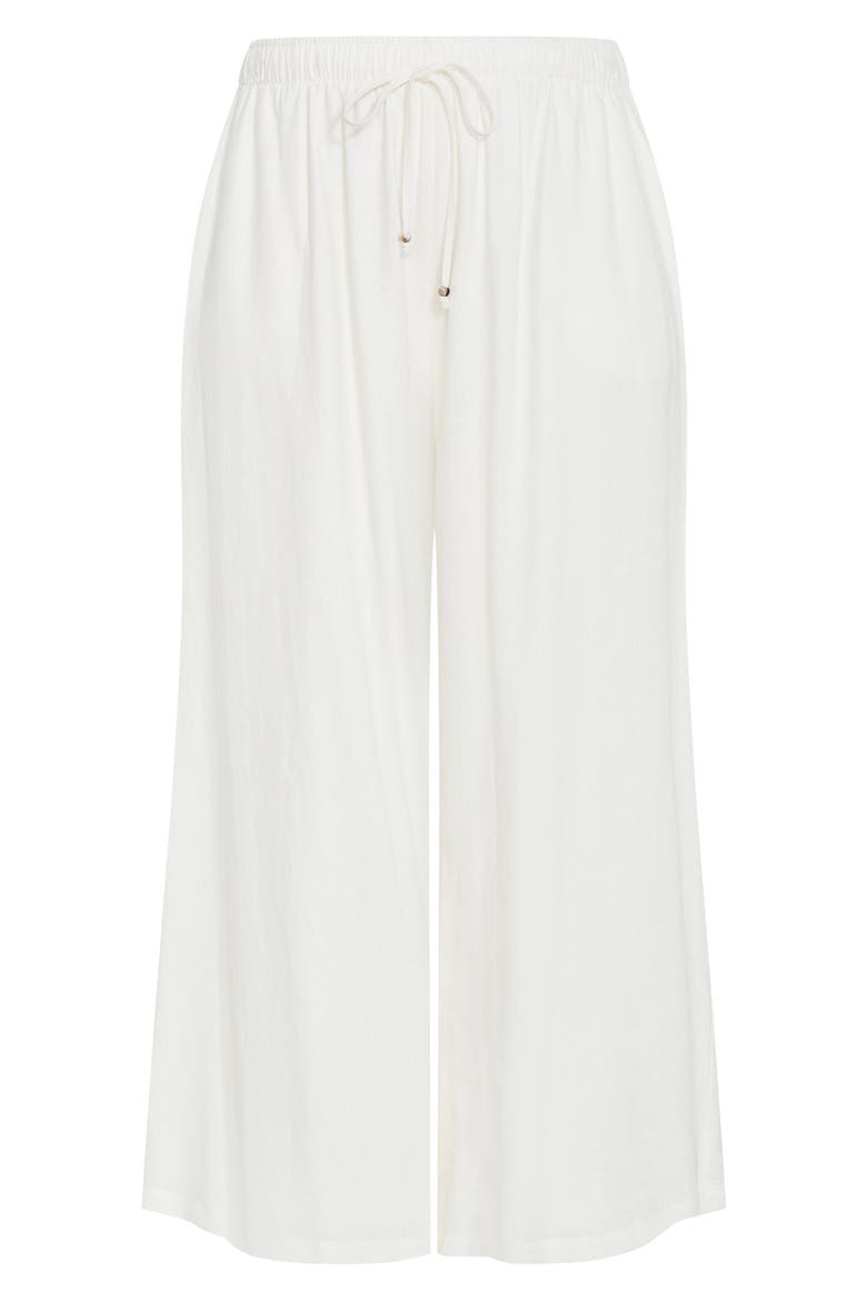 Holly Wide Leg Linen Blend Drawstring Pants, Alternate, color, IVORY