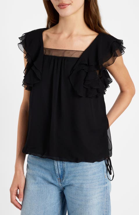 Chass Ruffle Blouse in Silk Georgette