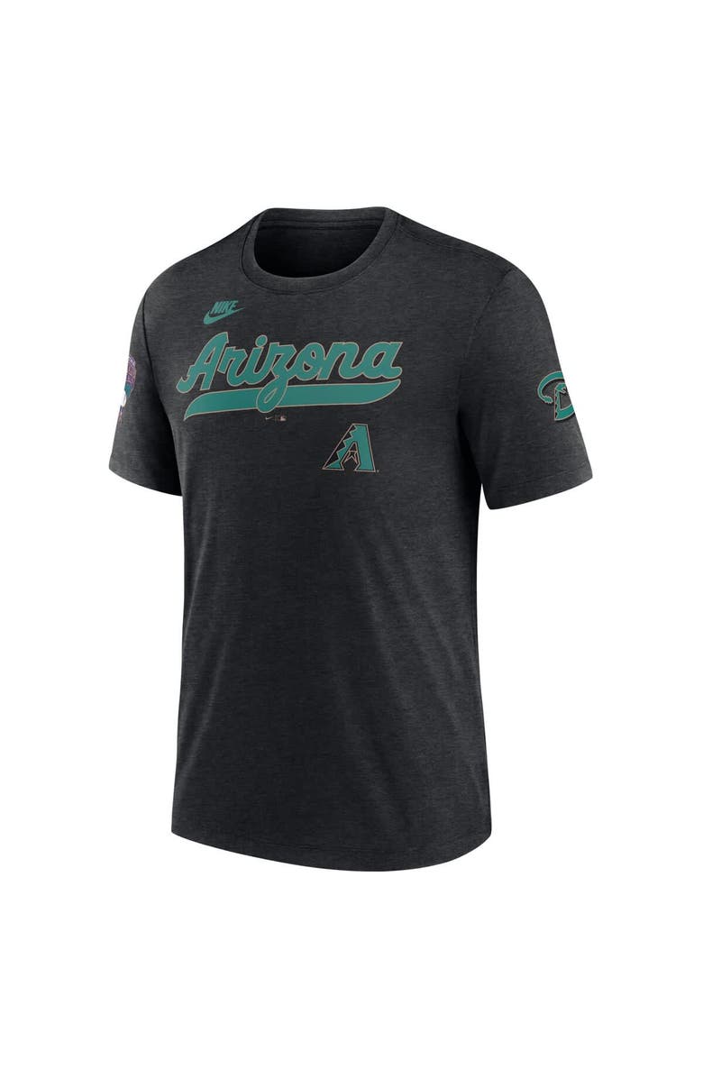 Nike Men's Nike Heather Black Arizona Diamondbacks Cooperstown Collection Eras Tri-Blend T-Shirt, Alternate, color, Heather Black