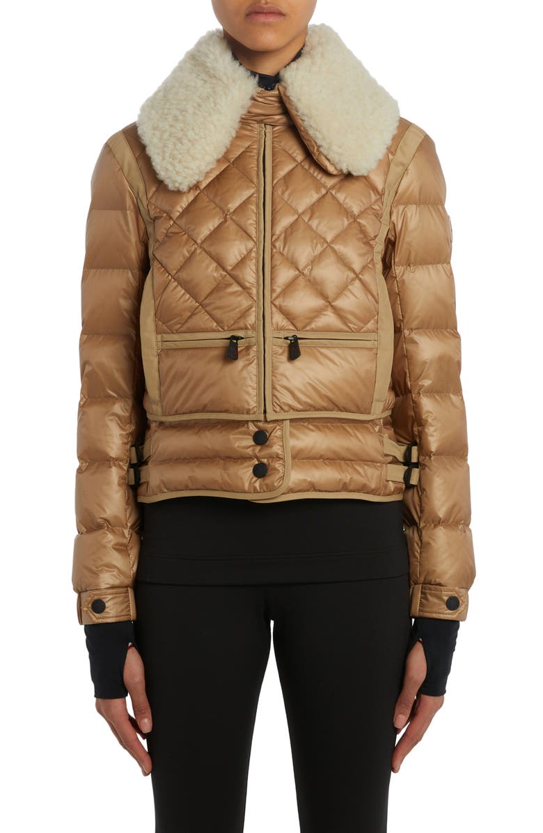 Moncler Grenoble Chaviere Quilted Down Jacket with Genuine Shearling Trim, Main, color, 