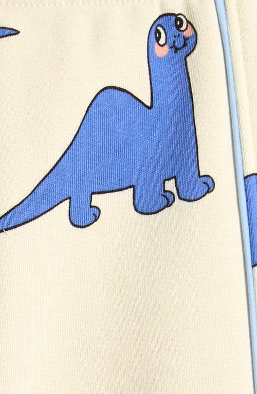 Mini Rodini Dino Print Organic Cotton Sweatpants In White