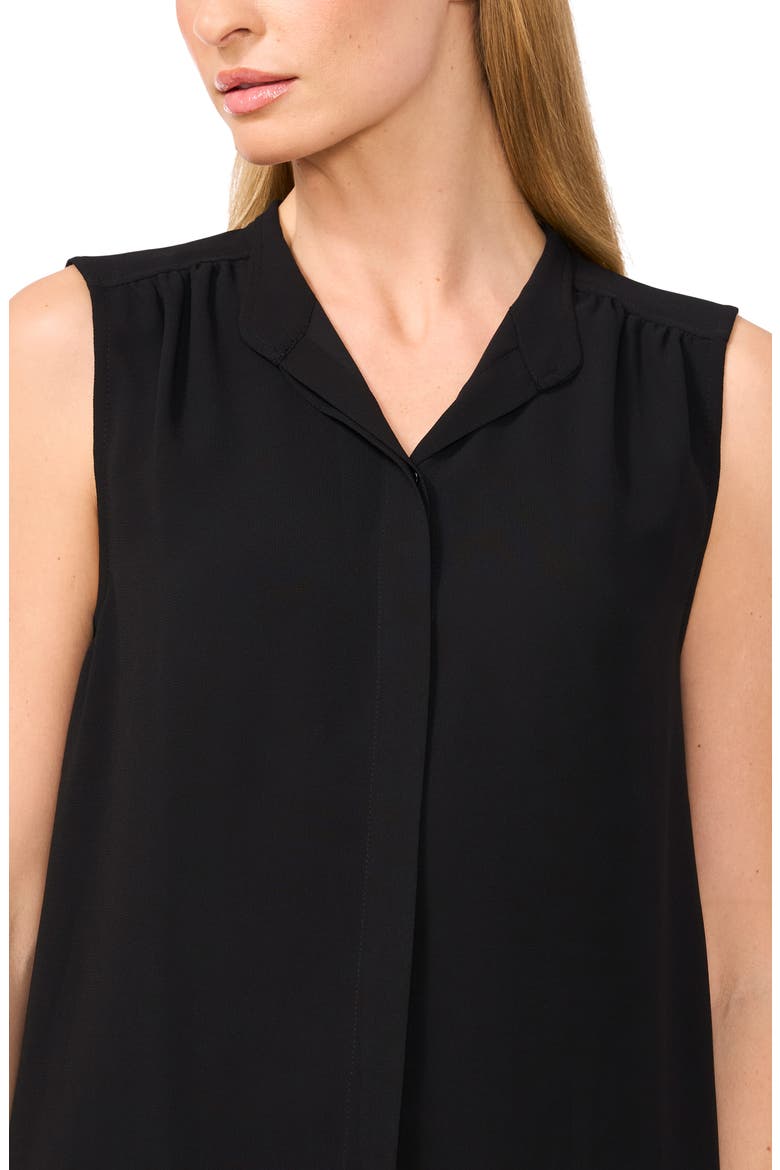 Sleeveless Mandarin Collar Button-Up Shirt, Alternate, color, RICH BLACK