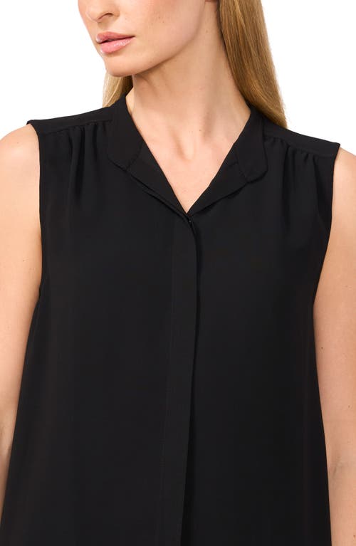 Cece Sleeveless Mandarin Collar Button-up Shirt In Black