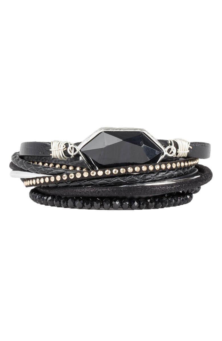 SAACHI Double Wrap Bracelet, Alternate, color, Black