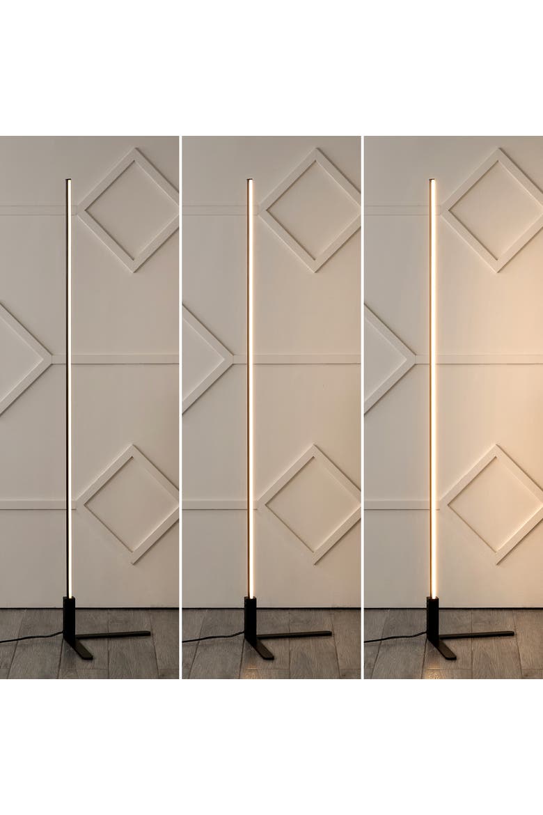 Potts 60.5" Modern Contemporary Aluminum/Iron Integrated LED Post Floor Lamp, Alternate, color, Black