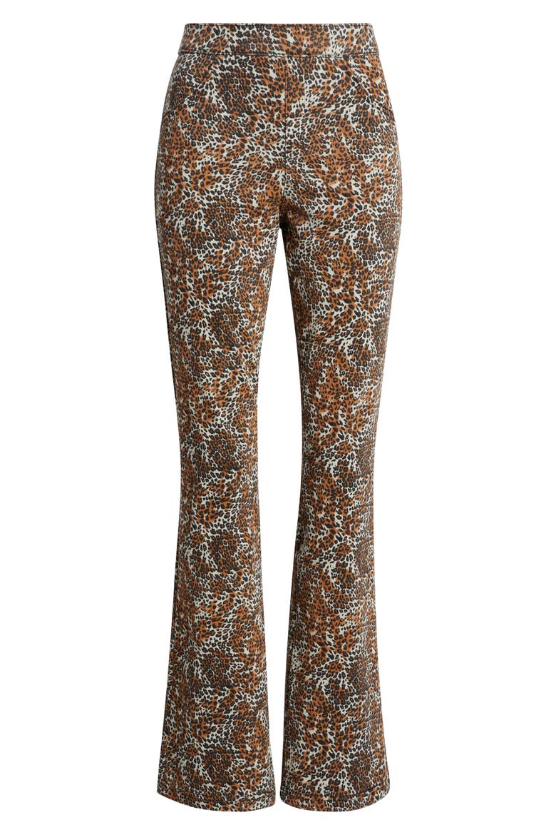Leopard Print Pull-On Bootcut Jeans, Alternate, color, BROWN