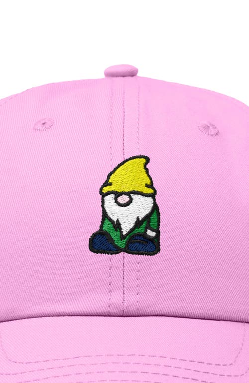Dalix Gnome Embroidered Dad Hat In Light Pink