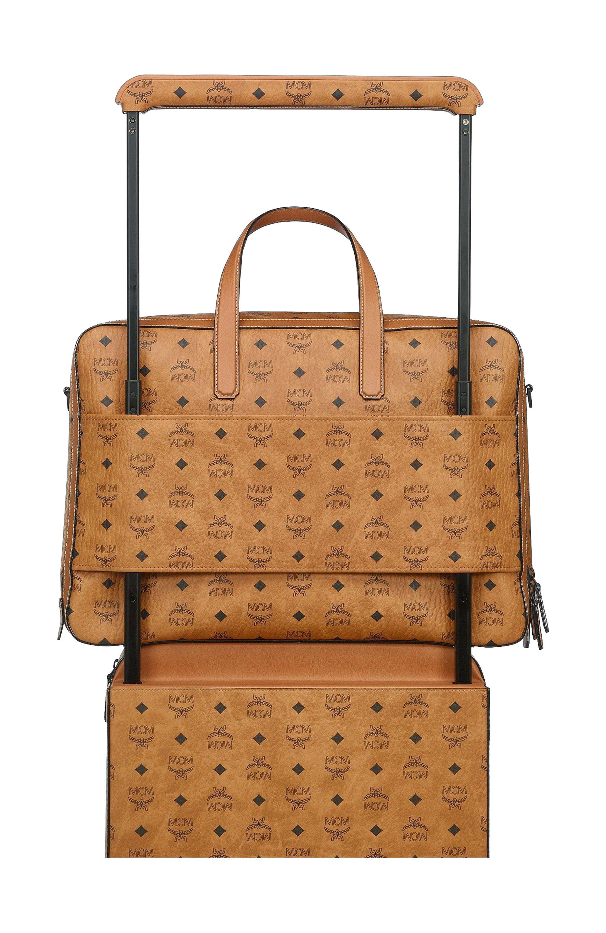 MCM Ottomar Garment Bag in Visetos, Alternate, color, Cognac