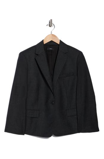 Theory Slim Fit Notch Lapel Virgin Wool Blazer In Black