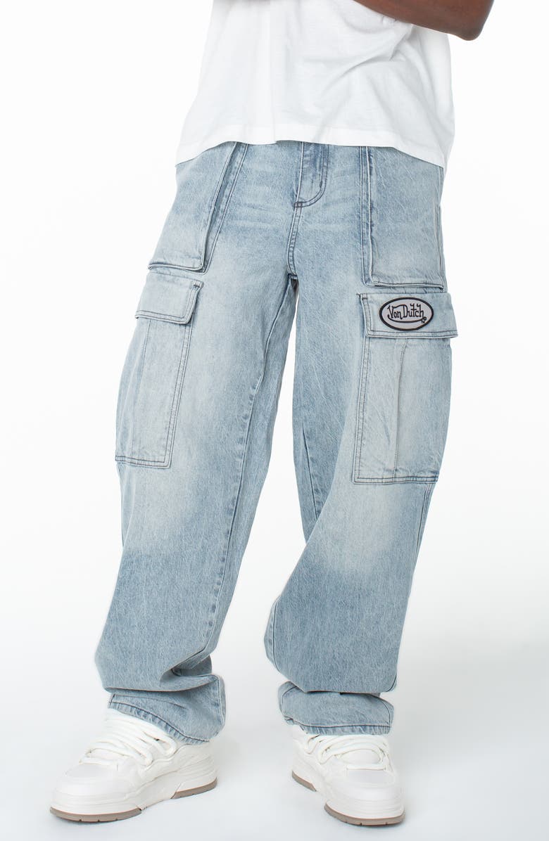 Von Dutch Outlaws Cargo Utility Baggy Jeans, Main, color, Dew Point