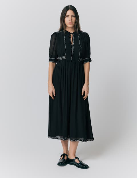 Emma Georgette Embroidered Midi Dress