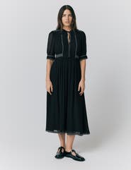 Ghost London Emma Georgette Embroidered Midi Dress