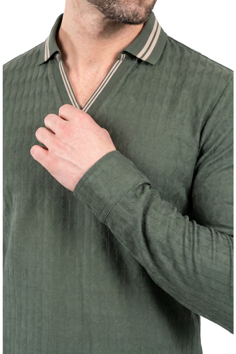 Unknown Long Sleeve Cotton Polo, Alternate, color, GREEN
