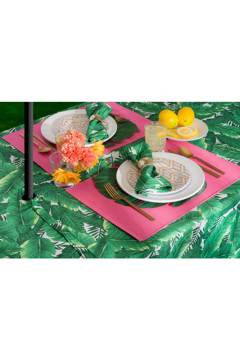 Outdoor Printed Tablecloth With Zipper 60x84, Alternate, color, Banana Leaf