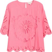 Treasure & Bond Cutout Linen Blend Top