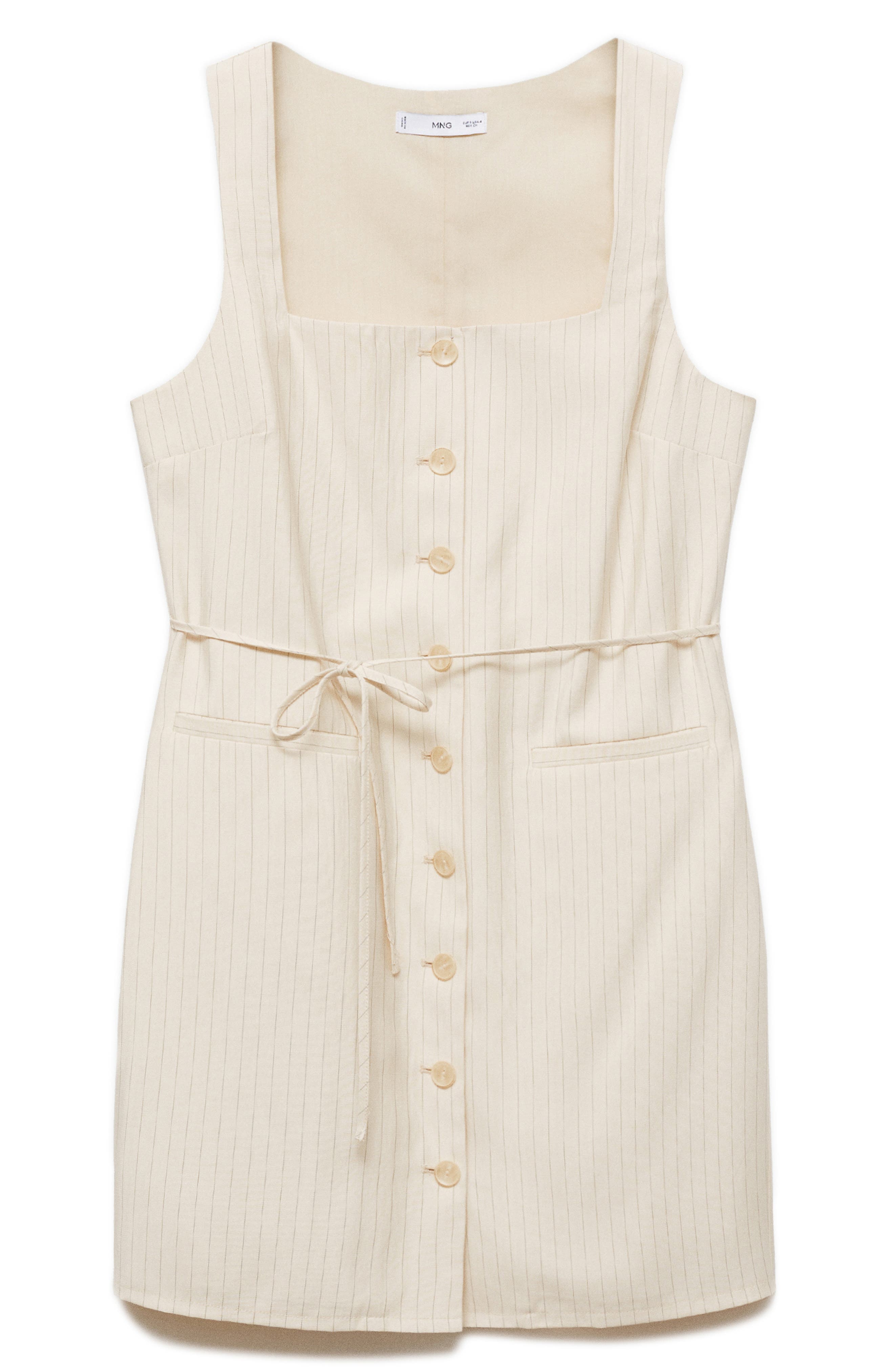Stripe Tie Back Button Front Dress