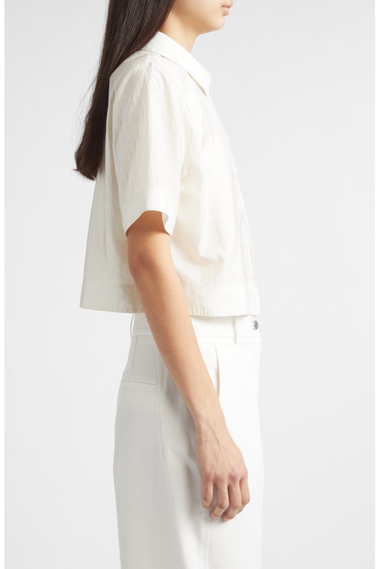 Tilden Crop Short Sleeve Button-Up Shirt, Alternate, color, IVORY