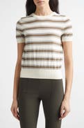 Vince Stripe Short Sleeve Cotton & Cashmere Sweater T-Shirt