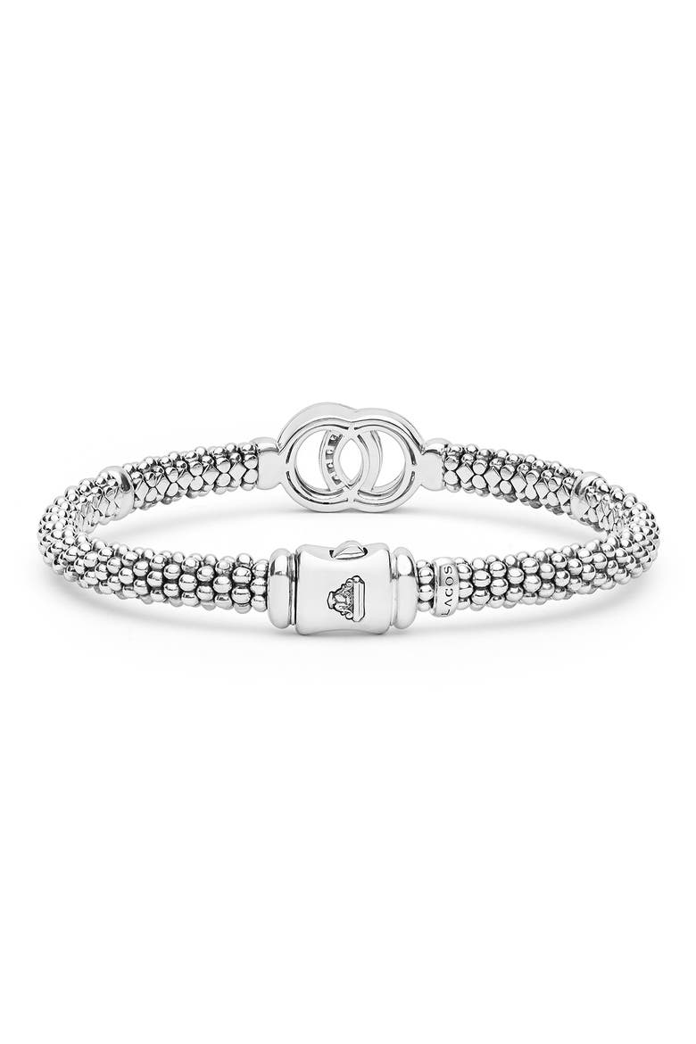 Signature Caviar Interlocking Diamond Rope Bracelet, Alternate, color, SILVER
