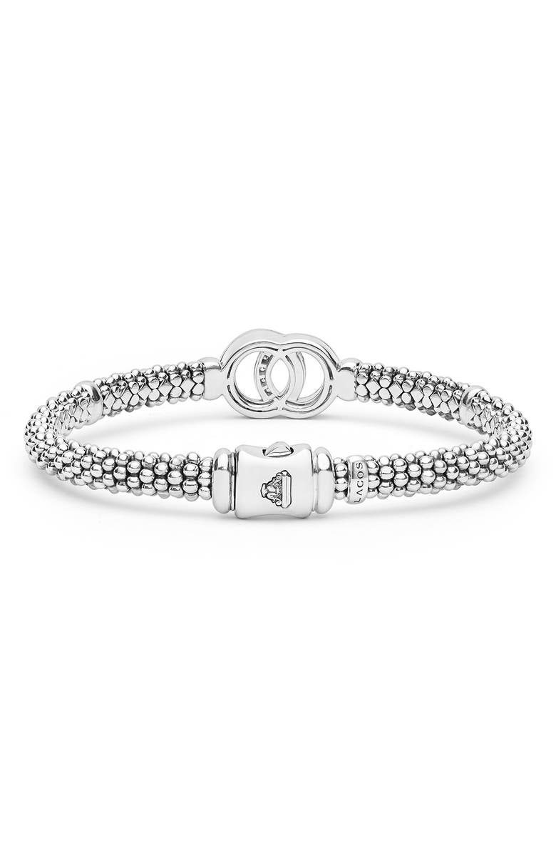 LAGOS Signature Caviar Interlocking Diamond Rope Bracelet, Alternate, color, Silver