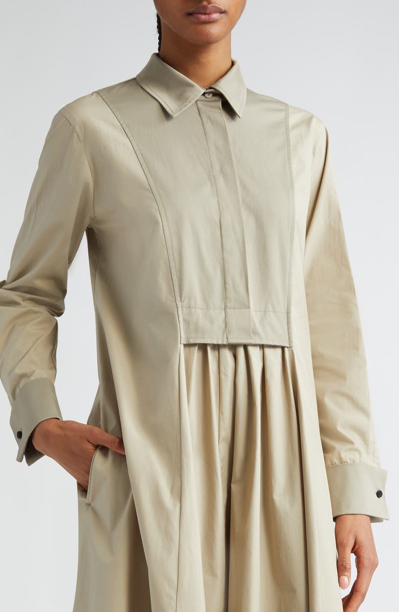 Max Mara Uganda Pleated Long Sleeve Cotton Shirtdress, Alternate, color,