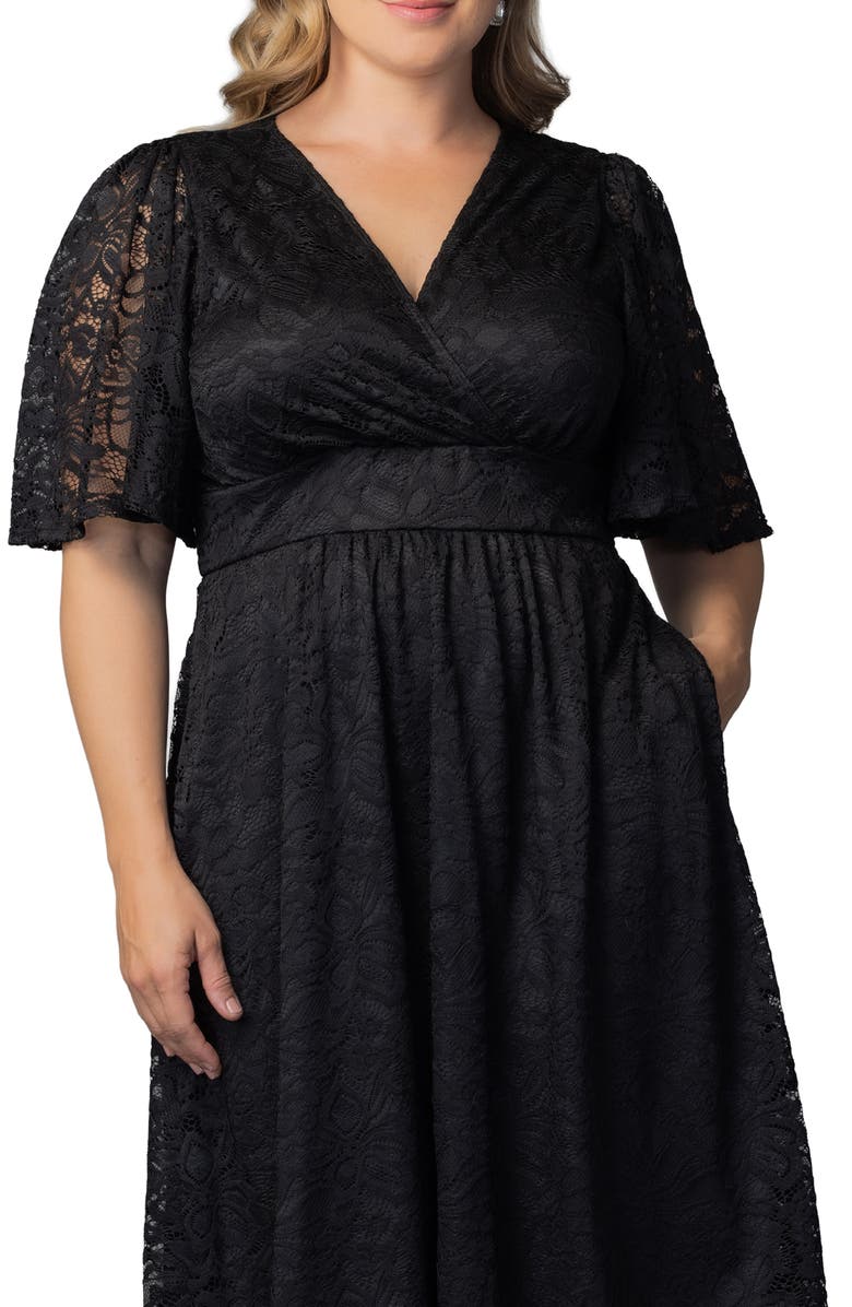Kiyonna Fable Lace Cocktail Dress, Alternate, color, Onyx