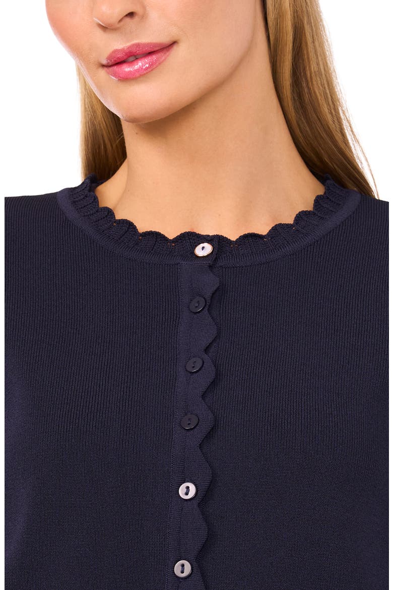 Scallop Detail Cardigan, Alternate, color, BARITONE BLUE