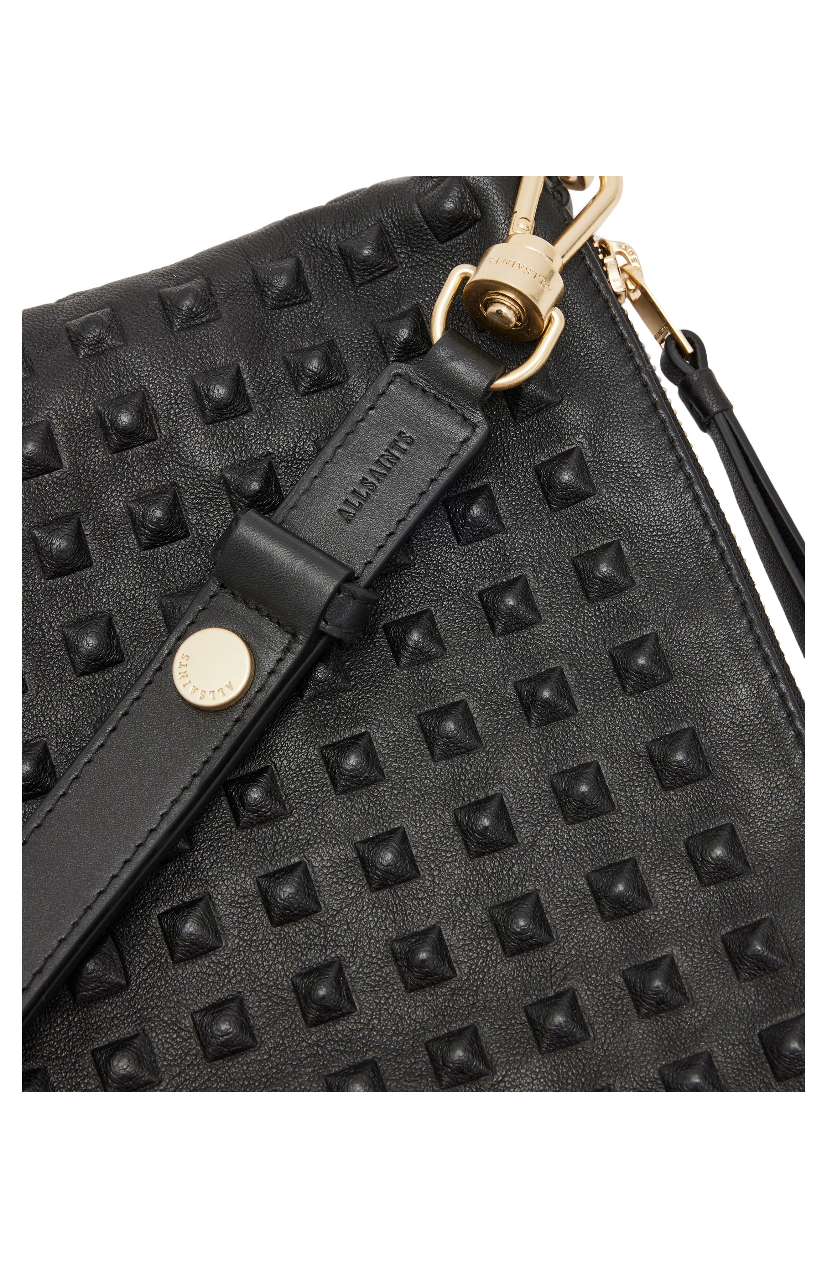Eve Stud Leather Crossbody Bag, Alternate, color, BLACK