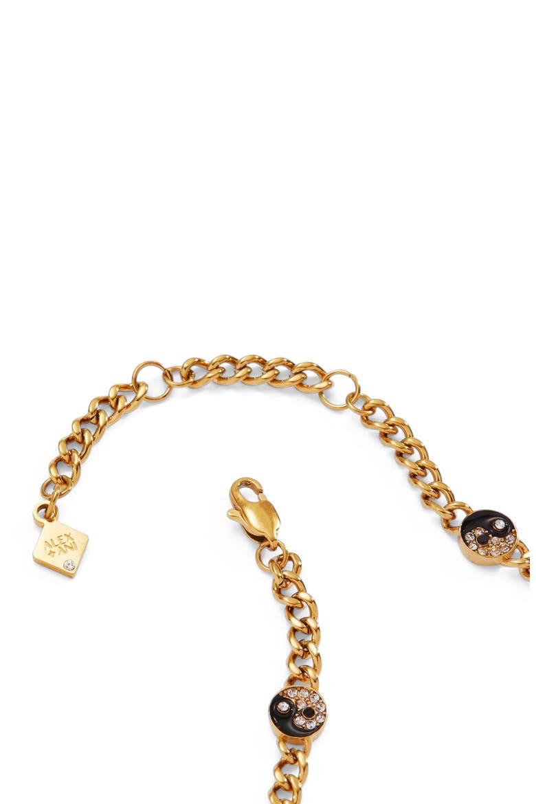Yin Yang Curb Chain Bracelet, Alternate, color, Gold