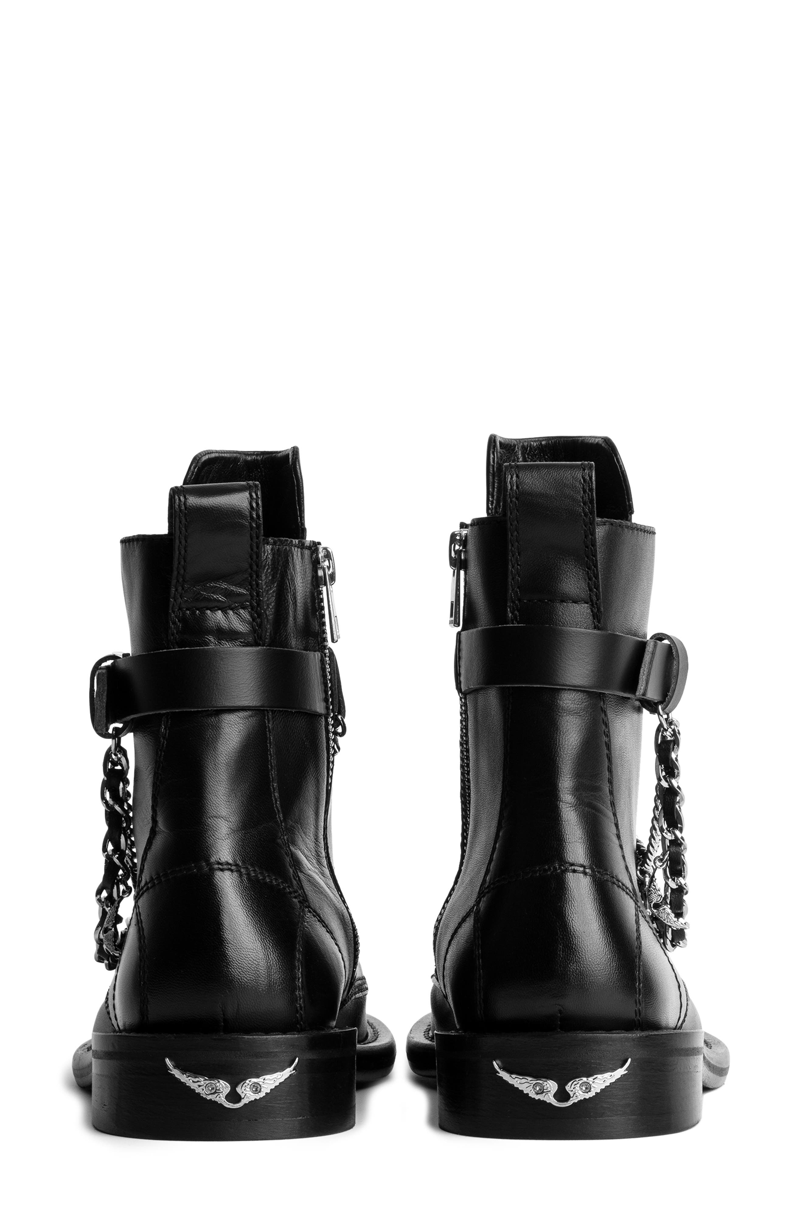Zadig & Voltaire Laureen Zip Boot, Alternate, color, Noir