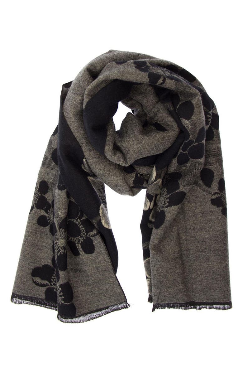 SAACHI Floral Reversible Scarf, Alternate, color, Black