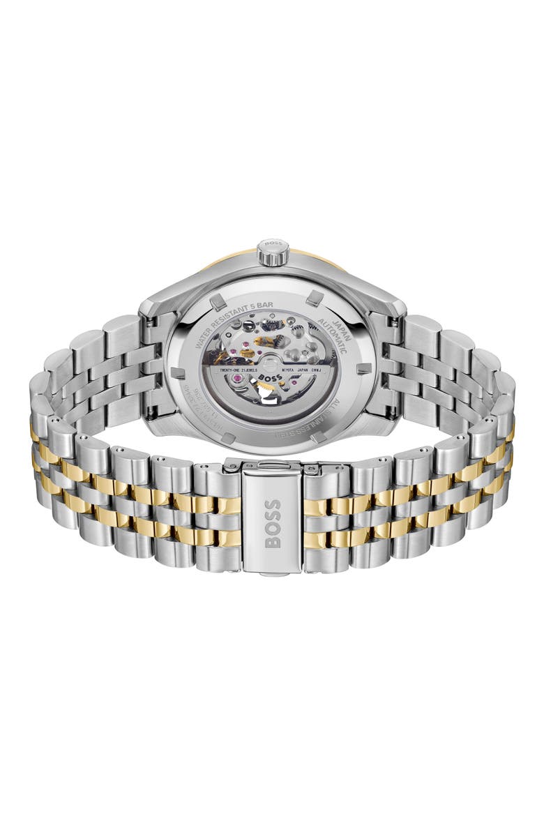 Principle Skeleton Automatic Bracelet Watch, 41mm, Alternate, color, SILVER WHITE